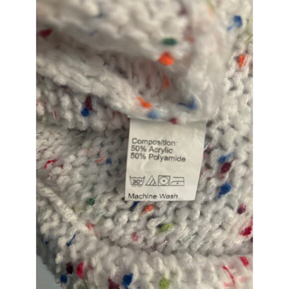 Shein White/ Multicolor Open Front Cardigan L Winter Cozycore Comfy Grandma - Picture 11 of 12